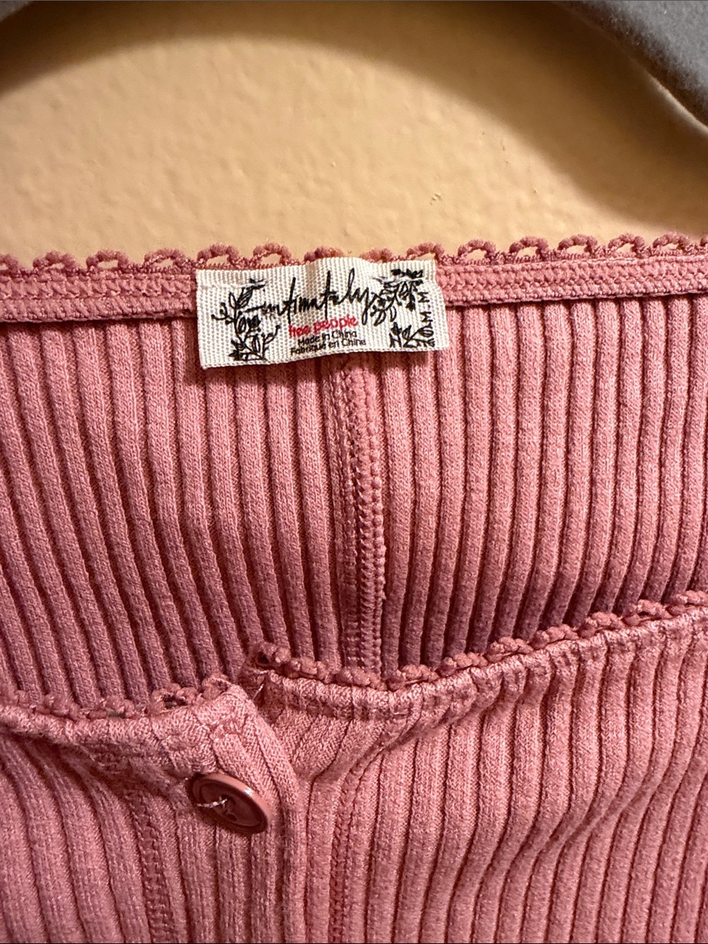 Free People Rose Ribbed Button-Up Short Sleeve Top - Picture 2 of 2